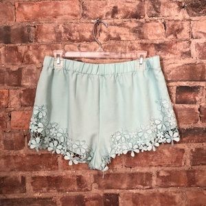 Zara Trafaluc mint green flower lace shorts